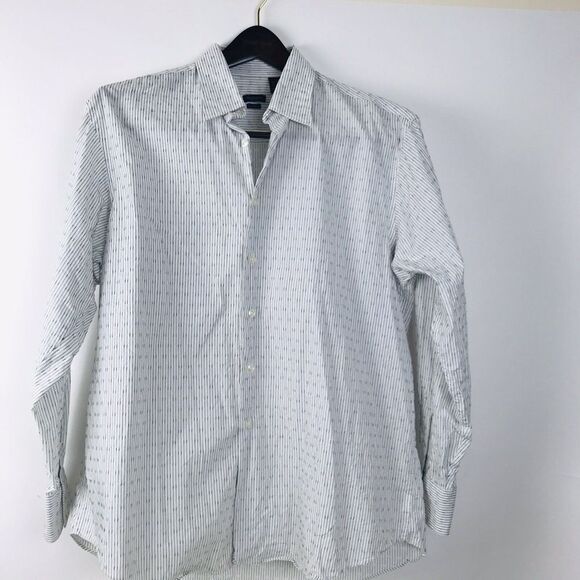Van Heusen Mens Shirt Size‎ Large 100% Cotton Dress Striped LS White - Picture 1 of 5